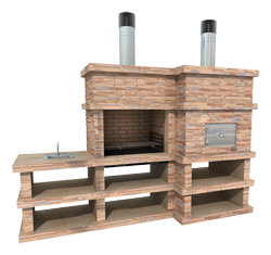 complete buitenkeuken Alcantarilha 464 met barbecue, steenoven en tafel met wasbak 464 250png