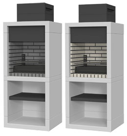 BBQ module en Haard serie  buitenkeukens Nazaré, te combineren met andere extra losse betonnen buitenkeuken modules model Nazaré.